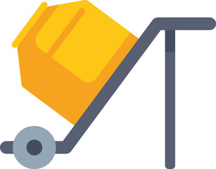 Poster - This icon shows a portable concrete mixer standing on one wheel, representing construction equipment