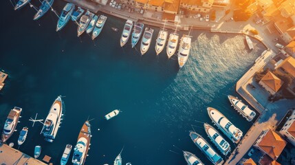 Canvas Print - Aerial View of a Marina in a European City