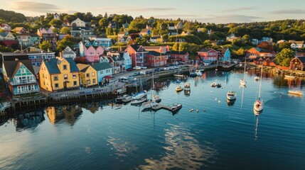 Wall Mural - Colorful Harbor Town