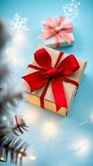 single wrapped gift with a red ribbon