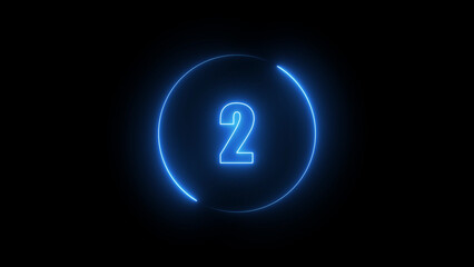 Fototapete - abstract linear neon number   2 ,  Educational mathematics concept with neon letter
