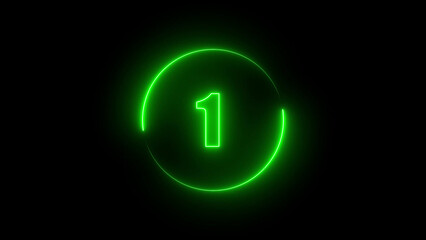 Fototapete - abstract linear neon number   one ,  Educational mathematics concept with neon letter