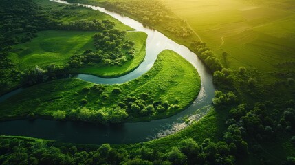 Poster - Aerial View of Winding River