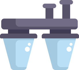 Poster - This illustration depicts a scientific experiment involving two erlenmeyer flasks connected to metal pipes, suggesting a chemical reaction or process