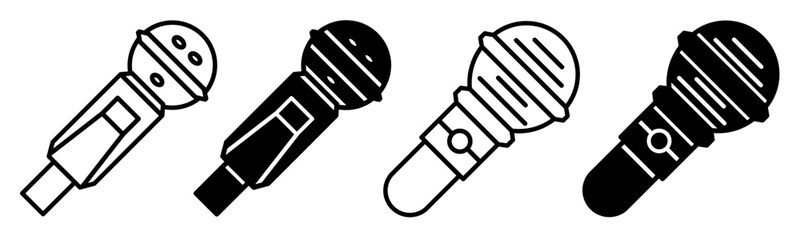 Poster - Silhouette of microphone icon illustration on white background. Microphone icon set for business. Stock vector.