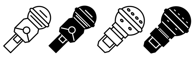Poster - Silhouette of microphone icon illustration on white background. Microphone icon set for business. Stock vector.