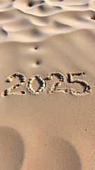 Wall Mural - year 2025 written sand