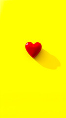 Wall Mural - red heart on a yellow background