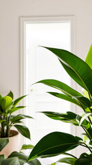 Wall Mural - close- a green plant with large leaves