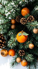 Sticker - pine branch decorated with brown ornaments