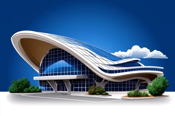 Fototapete - A simple illustration of an engineering blueprint, showing clean, precise lines of a building structure on a blank background