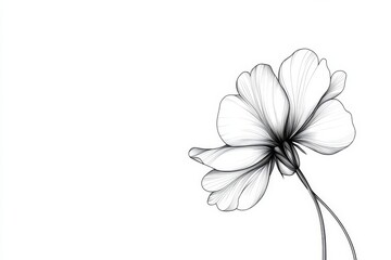 Poster - A simple outline of a Geranium blossom, with soft, flowing lines against a clean white background
