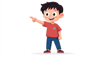 Canvas Print - A lively cartoon boy beams with joy, showcasing the essence of youth through his bright smile and playful stance.