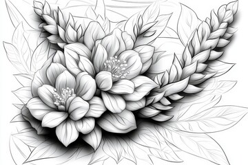 Poster - A simple outline of a Snapdragons flower, with clean lines representing its dragon-like form