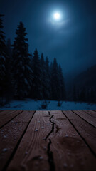 Canvas Print - wooden platform under a tranquil night sky