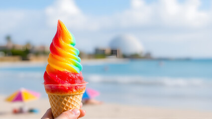 sweet homemade shaved rainbow hawaiian ice background beach blue cold colours colourful cone cream c