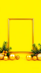 Canvas Print - golden frame adorned with festive ornaments