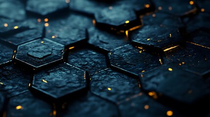 Poster - Dark hexagon wallpaper or background. 