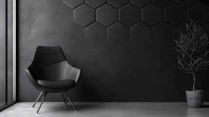 Poster - Dark hexagon wallpaper or background. 