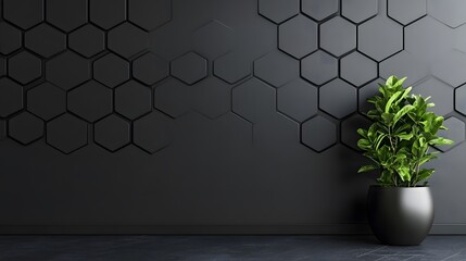 Poster - Dark hexagon wallpaper or background. 