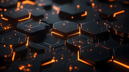 Poster - Dark hexagon wallpaper or background. 