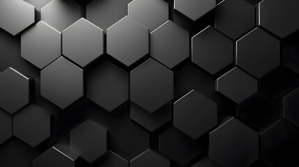 Poster - Dark hexagon wallpaper or background. 