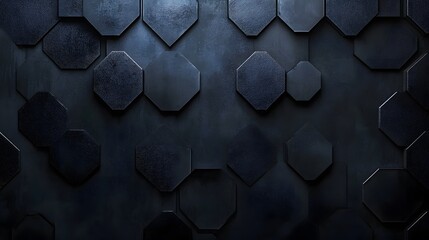 Poster - Dark hexagon wallpaper or background. 