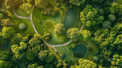 Sticker - Aerial View of a Lush Green Park