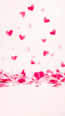 Poster - falling pink hearts on a white surface