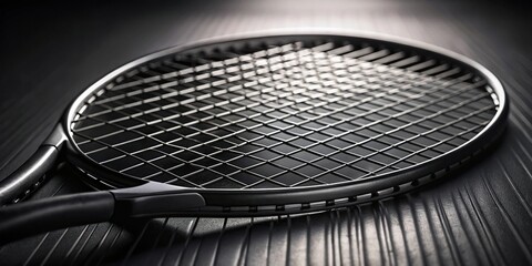 macro shot of black net tennis racket for background