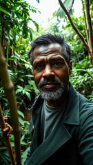 Sticker - man with a graying beard looks calmly at the camera