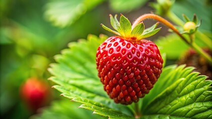 macro shot of wild strawberry