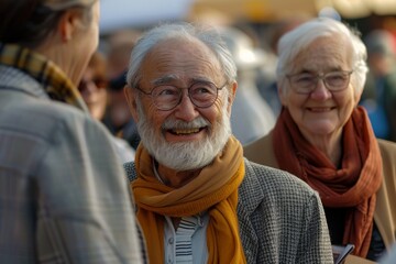 Senior man with gray hair and glasses looking at the camera and smiling.