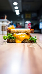 Canvas Print - melty cheese sandwich with lettuce