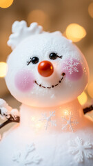 Canvas Print - smiling snowman under soft lights