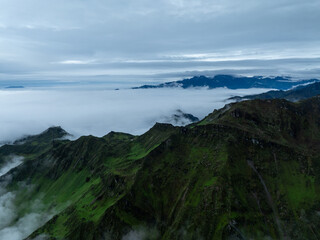 Sticker - Aerial view of beautiful high altitude grassland mountain landscape