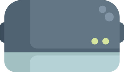 Poster - This flat color icon shows a modern electric bread toaster appliance with its heating element glowing