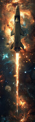 Wall Mural - spaceship launch into nebula space exploration and science fiction