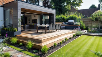 Poster - Modern Backyard with Deck and Patio