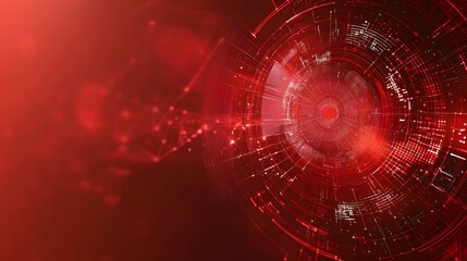 Wall Mural - Red technology background and abstract digital tech circle.copy space.