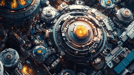 Wall Mural - abstract futuristic machine: a digital art exploration of technology