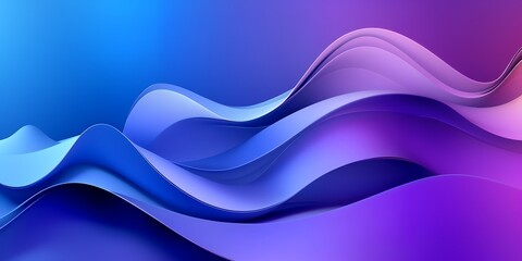 Wall Mural - abstract waves of blue and purple, flowing smoothly across the screen.