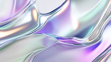 Poster - Abstract iridescent waves with soft reflections, perfect for backgrounds, design projects, or aesthetic enhancements.