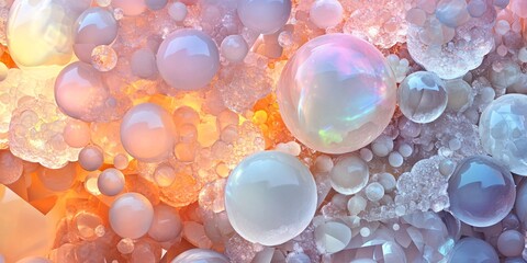 Poster - A vibrant collection of colorful bubbles and textures, creating an ethereal and dreamlike background perfect for artistic projects.