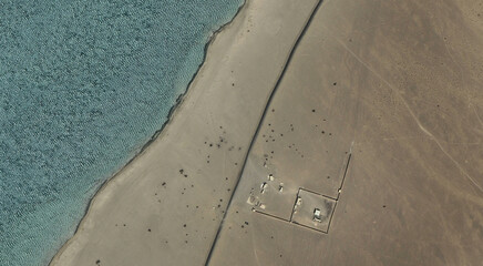 The sandy coast of Qatar in the Persian Gulf