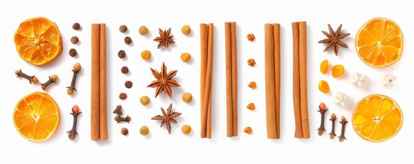 Wall Mural - Cinnamon sticks, sea buckthorn, cloves, star anises MONA