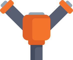 Poster - robot character holding something with two hands, isolated illustration in flat cartoon style
