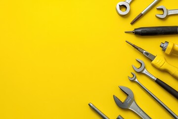 Tools on Yellow Background