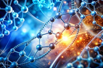 Molecular DNA structure abstract background. Molecule model, chemical formula. Medical, science and technology concept