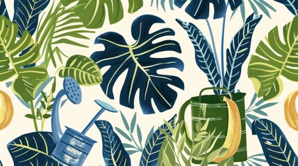 Wall Mural - Tropical Garden Illustration